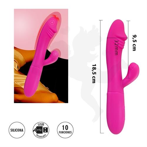 Pegasus : Vibrador de punto G con estimulador y 10 funciones de vibracion y 5 velocidades