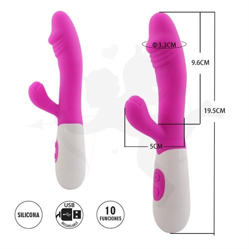 Capricornus : Vibrador con estimulador de clitoris con 10 funciones de vibracion