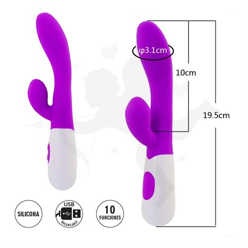 Leo : Vibrador de punto G con estimulador de clitoris con 10 funciones de vibracion